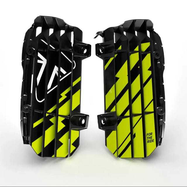 Black and neon yellow triumph dekalkit motorcycle front fender guards with diagonal stripes for atv-er og utv-er tilhenger