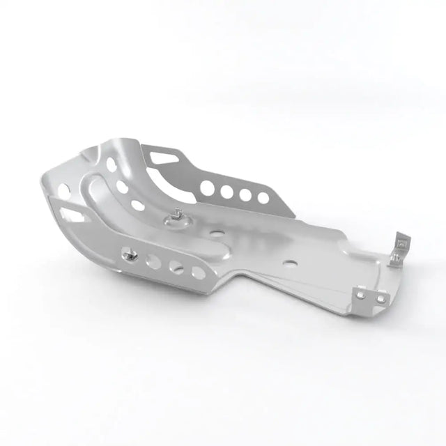 Sølv metallic motorsykkel motorvernplate til triumph scrambler 900 med vinklet design og ventilasjonshull for atv-er og utv-er
