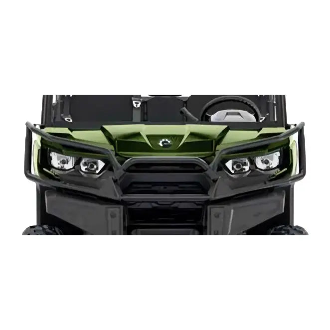 Grønn og svart can-am hjørnebeskyttere foran med robust frontgrill og tydelig merke for atv-er og utv-er