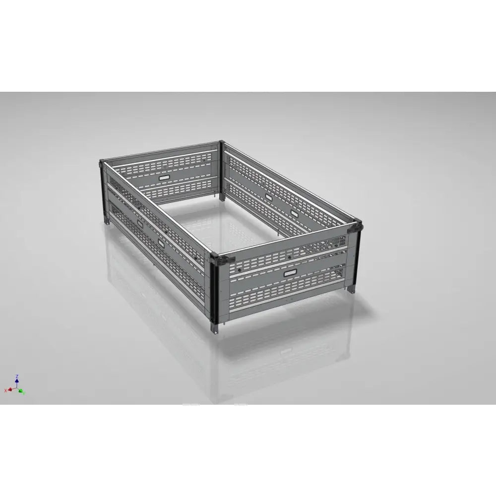 Silver metallisk rektangulær oppbevaringsboks med perforert sidepanel design gaupen netting-grind h=65 cm