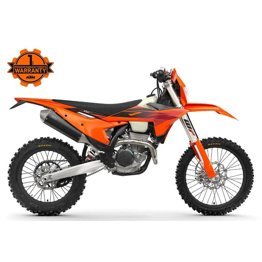 Oransje og svart ktm 350 exc-f 2027 dirt bike med stilrent og aggressivt design for atv-er og utv-er