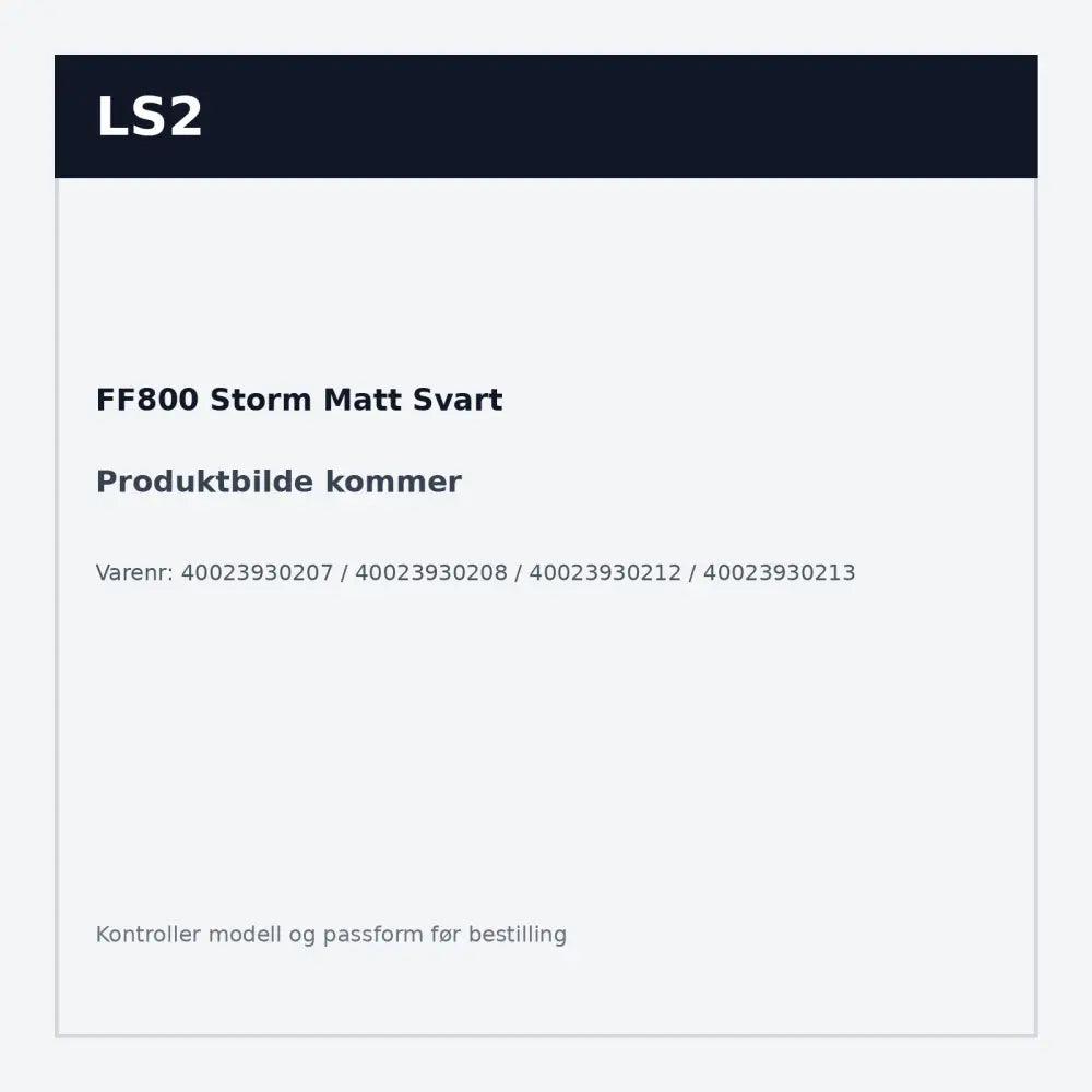 Placeholderbilde for ls2 ff800 storm hjelm i matt svart farge med fokus på storm matt svart design