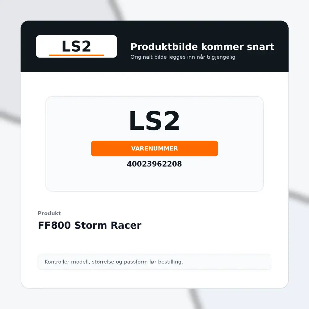 Ls2 ff800 storm racer integrert solvisir hjelm i svart og oransje på hvit bakgrunn produktdetaljer