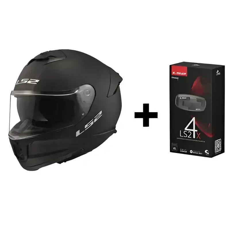 Svart matt ls2 ff808 stream motorsykkelhjelm med tydelig hvitt merke og klart visir