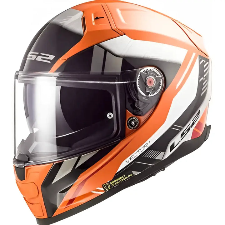 LS2 Vector 2 Stylus hjelm i oransje, svart og hvitt - Leks Motor as