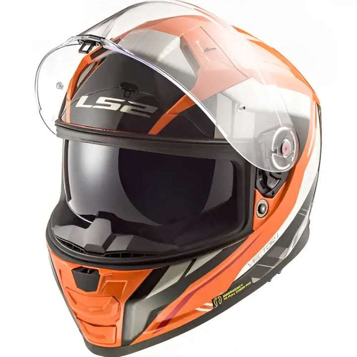 LS2 Vector 2 Stylus hjelm i oransje, svart og hvitt - Leks Motor as