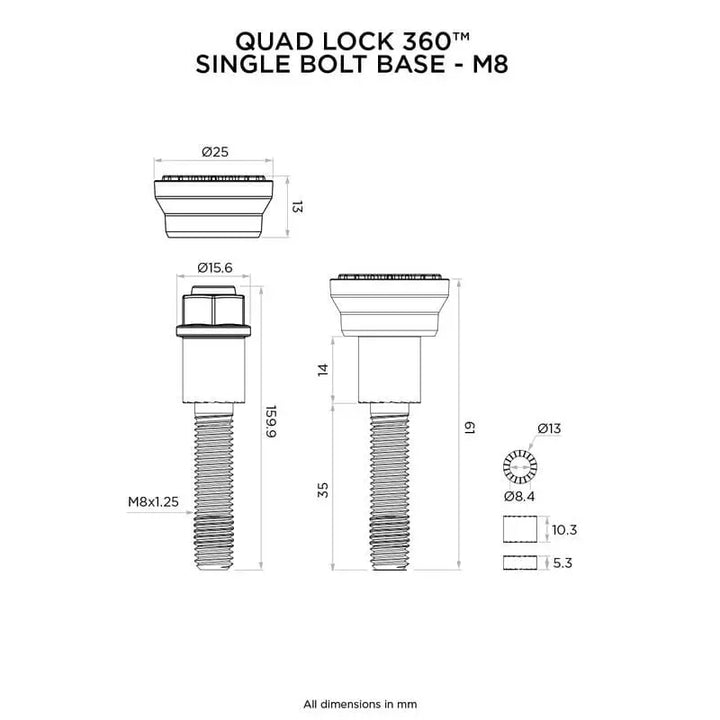 Quad Lock 360 Single Bolt-M8 - Leks Motor as
