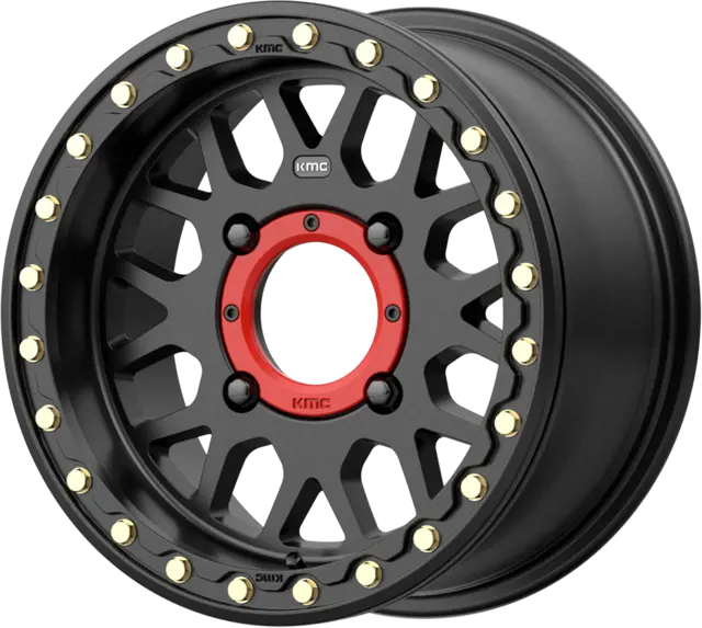 KMC KS235 Grenade BL 14X7 - 4/137, +10mm – ATV/UTV Felg - Matt Svart, Beadlock – 