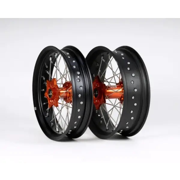 Black and orange spoked motorcycle wheels for sixty5 supermoto felgsett 3.5-17 5.0-17 for KTM Husqvarna GasGas