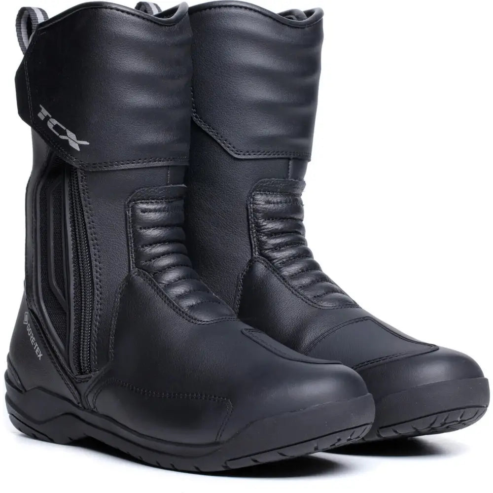 Tcx x-five.5 gore-tex touring mc-støvler i sort fullnarvet skinn med gore-tex, egnet for atv-er og utv-er og tilhengerbruk