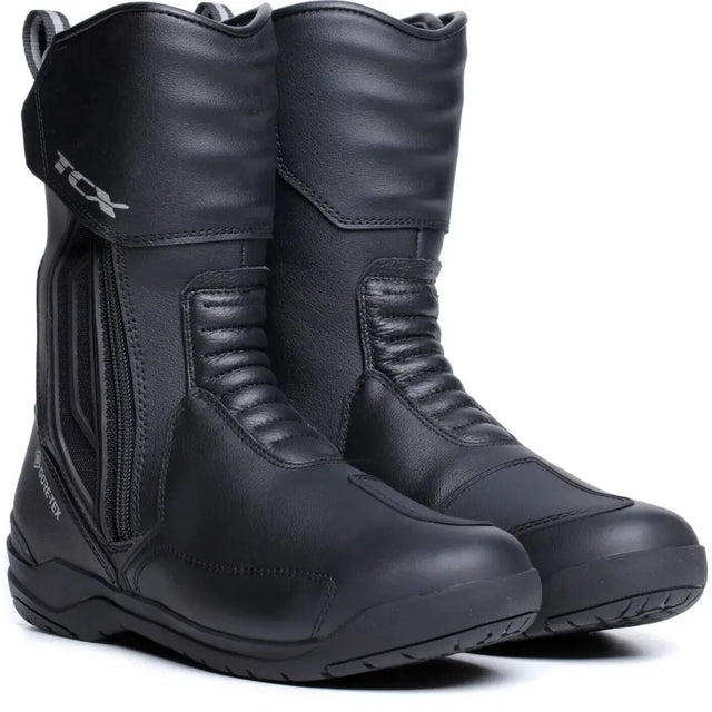 Tcx x-five.5 gore-tex touring mc-støvler i sort fullnarvet skinn med gore-tex, egnet for atv-er og utv-er og tilhengerbruk