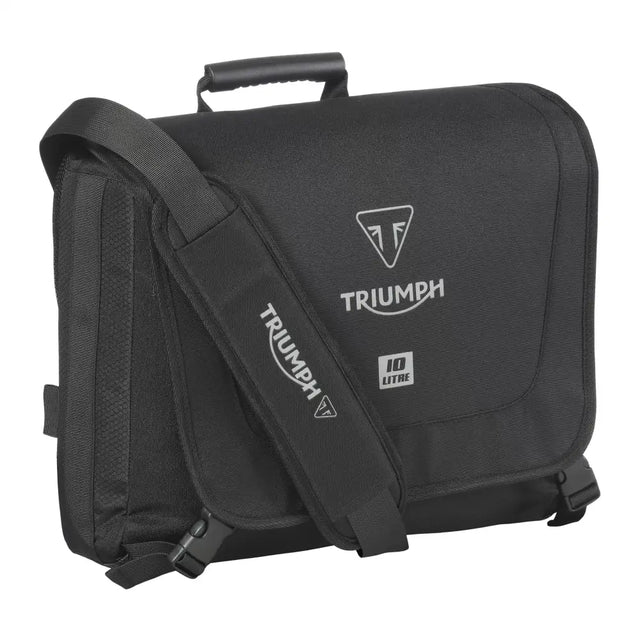 Black triumph 10l messenger bag med teksturert stoff og polstret skulderrem for komfortabel bæring