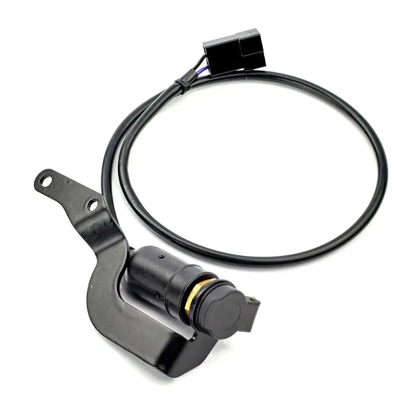 Black triumph auxiliary power socket with coiled cable and connector for cockpit installation