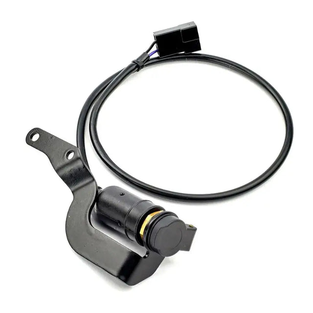 Black triumph auxiliary power socket with coiled cable and connector for cockpit installation