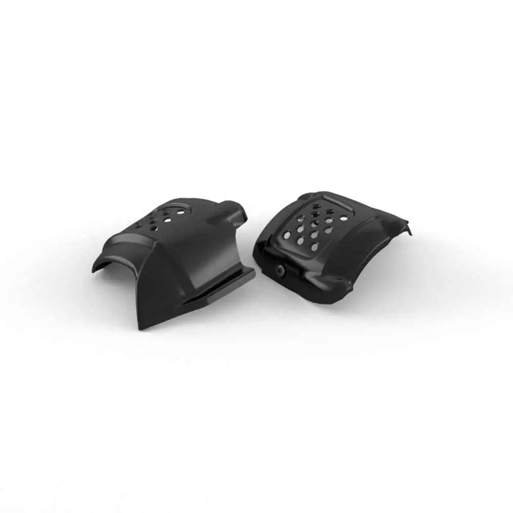 Triumph black intake covers for bonneville t100 in black plastic with perforated ventilation holes and contoured design