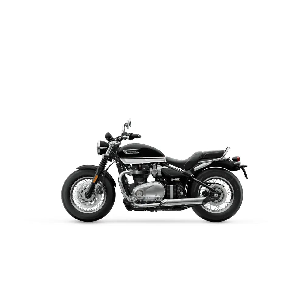 Black triumph bonneville speedmaster 2026 motorcycle with chrome engine and exhaust in classic cruiser design