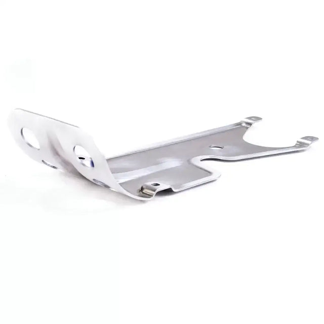 Silver metallisk triumph bunnplate aluminium klar med skrå design og monteringshull for speed twin og bonneville
