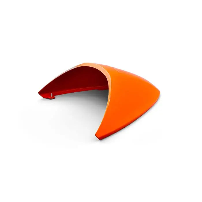 Vibrant oransje triumph fargetilpasset frontskjerm med blank finish og elegant buet design for speed twin 1200