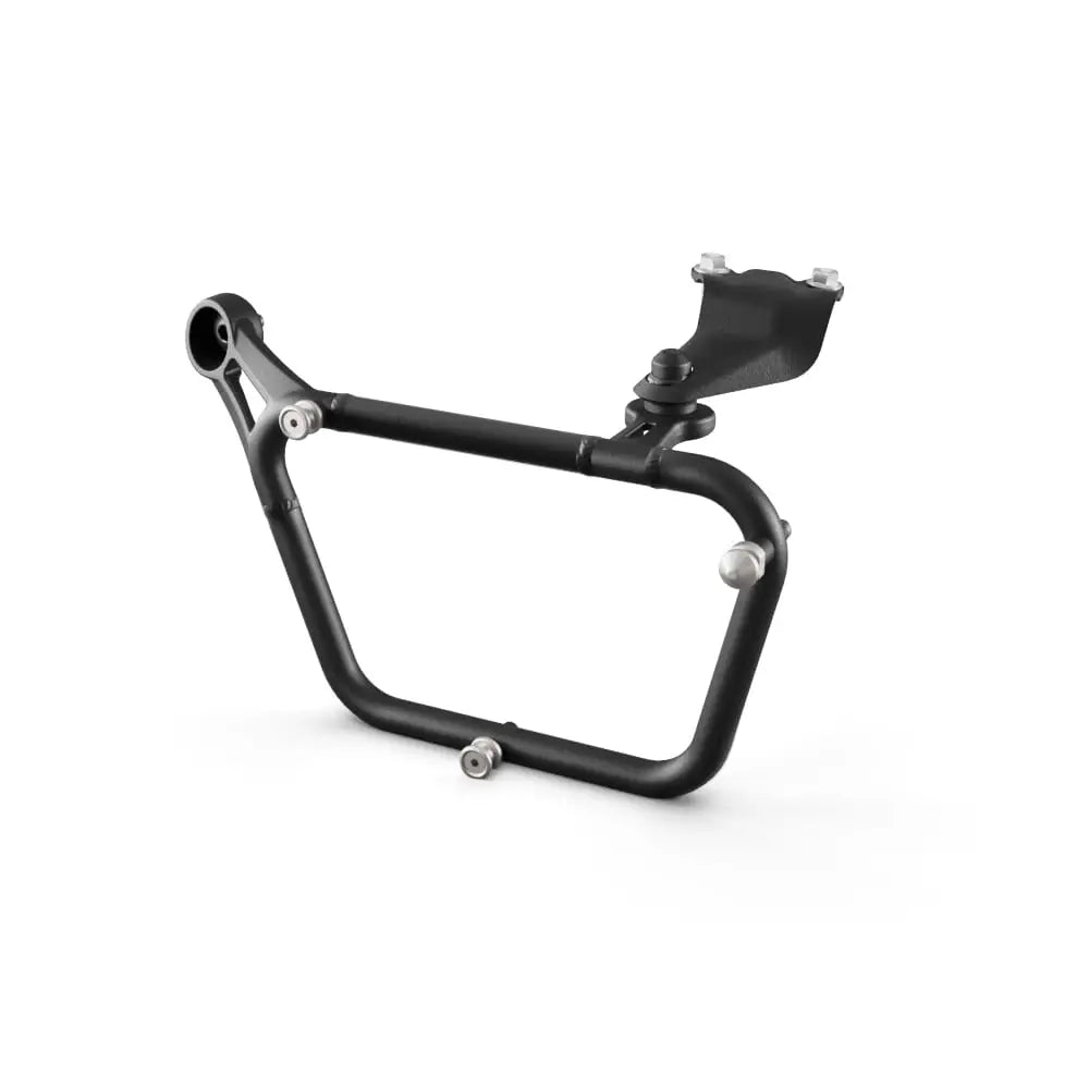 Svart matt metall motorsykkel sideveskeramme med integrert monteringsbrakett for triumph scrambler 900 venstre side