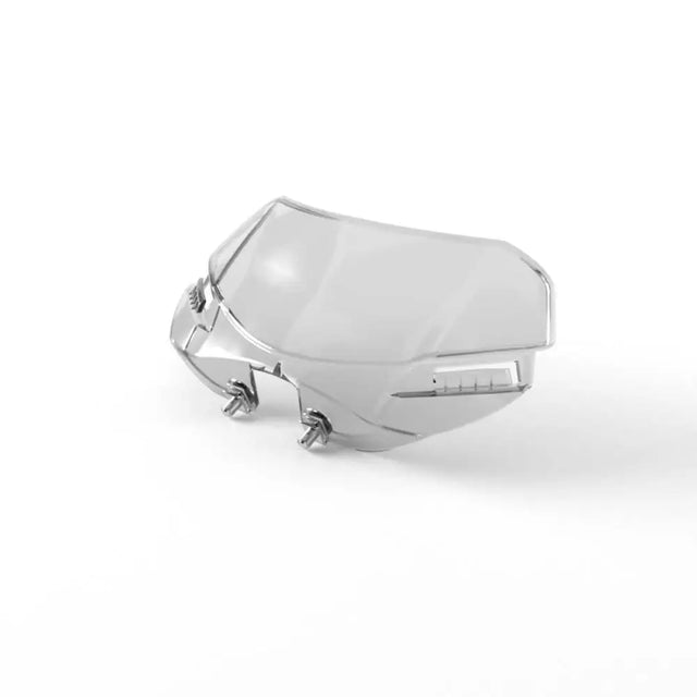 Clear transparent triumph flyscreen motorcycle windshield with angular design and metallic mounts for speed triple 1200