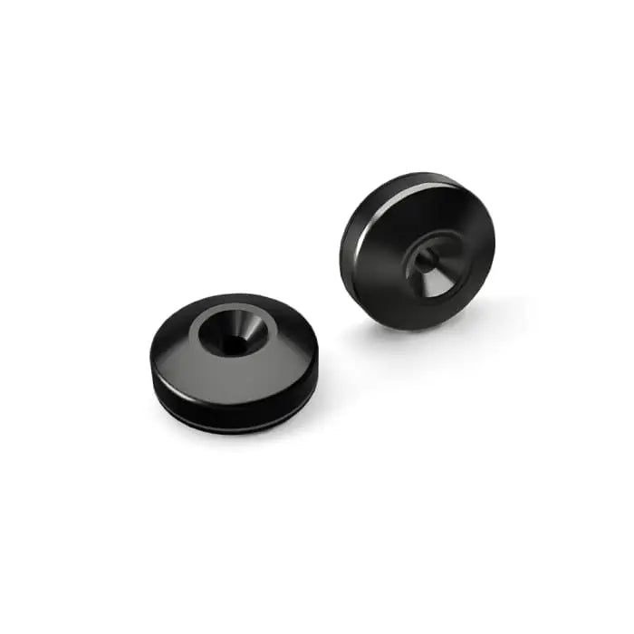 Svart rund metallisk speaker cone dust cap med hull og glatt polert finish for triumph monteringssett til atv-er og utv-er