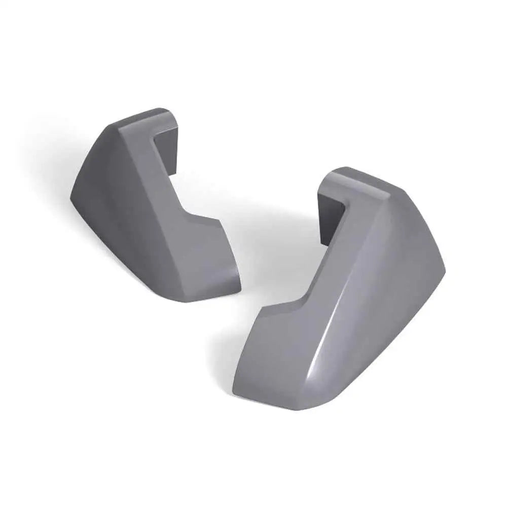 Gray plastic side mirror covers with sleek angular design for triumph pannier infill kit tiger sport 660