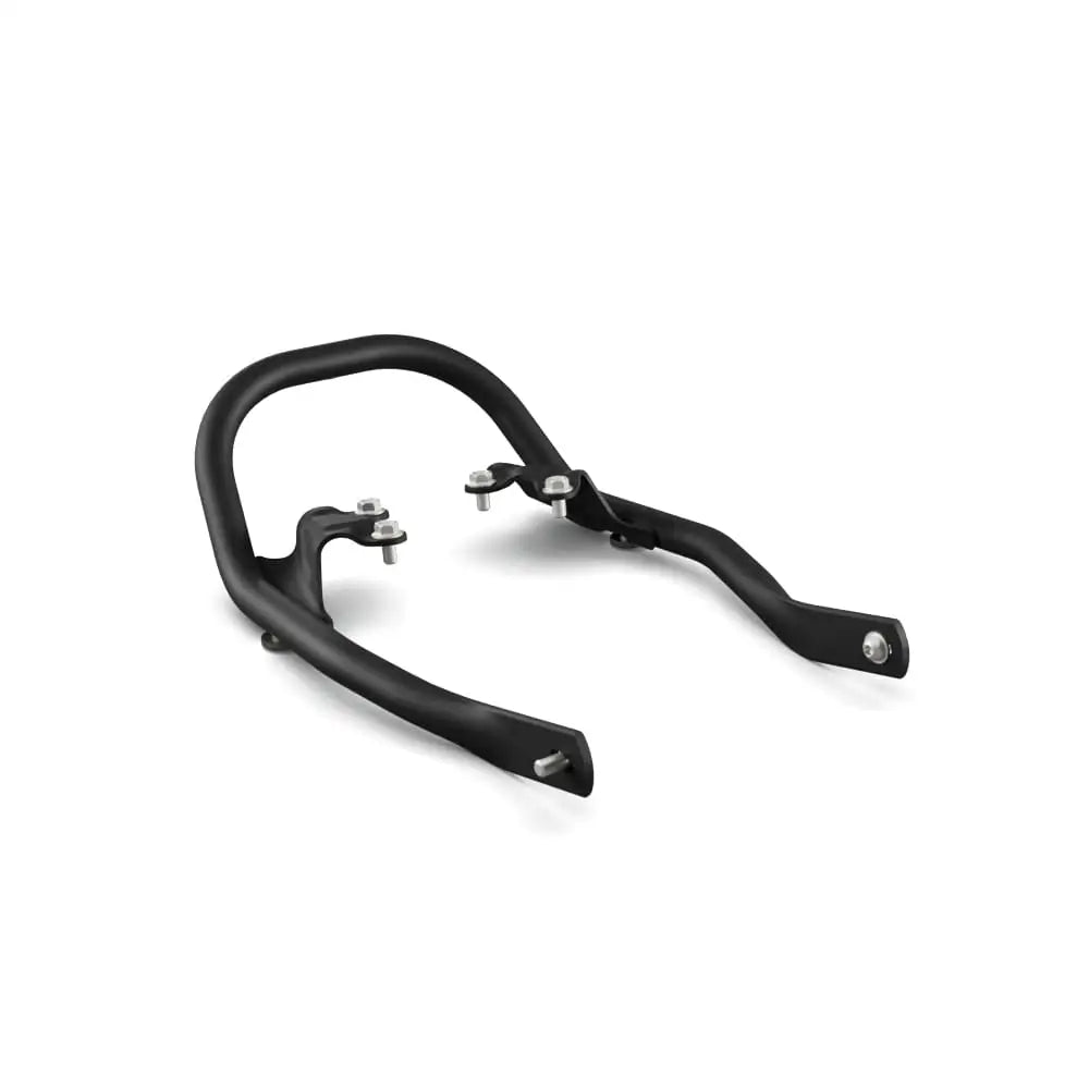 Black matte-finished rear luggage rack with integrated brackets and silver bolts for triumph scrambler 900 motorsykkel