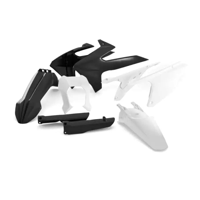 Black and white plastic motorcycle body kit components for triumph plastsett enduro tf suitable for atv-er og utv-er and motorsykkel
