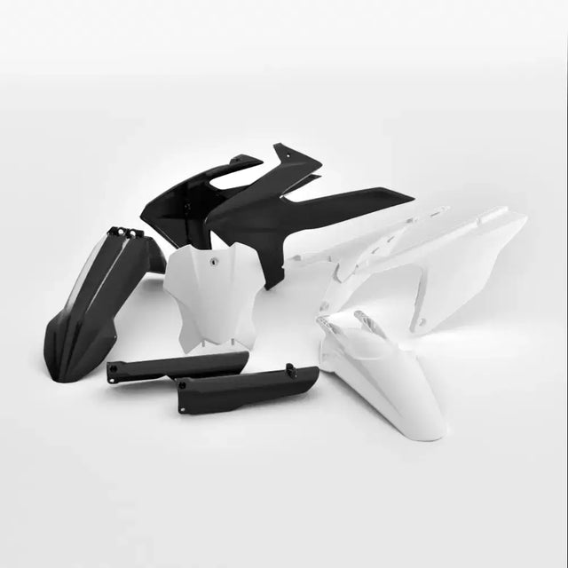 Black and white triumph plastsett mx tf motorcycle body kit components for atv-er og utv-er and tilhenger use