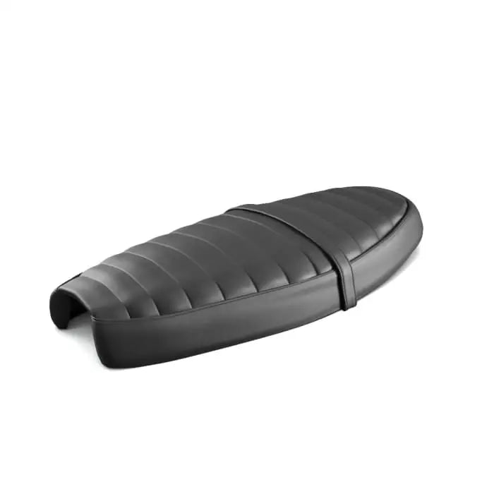 Black leather triumph ribbet benksete with quilted stitching and contoured design for speed twin 1200