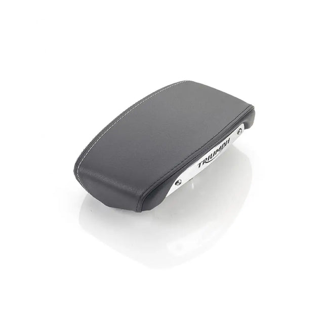 Black leather triumph setedeksel sports seat pad with silver stitching and metallic side panel erstatter passasjersetet