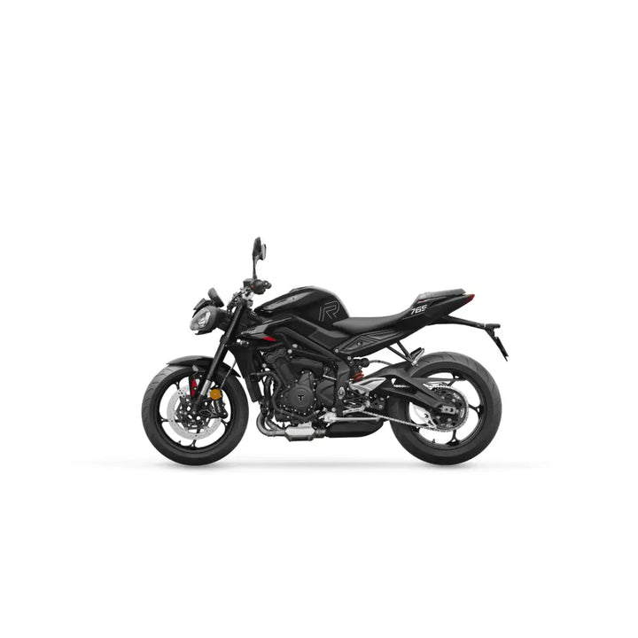 Black triumph street triple 765 r a2 2026 motorcycle with sleek sporty design and matte finish