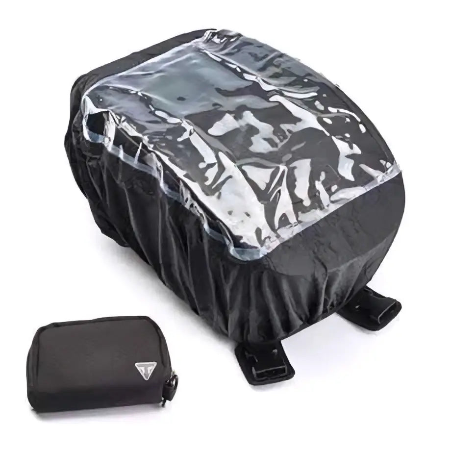 Black waterproof triumph tankveske regntrekk for tankveske with transparent front panel and adjustable straps for bonneville t120