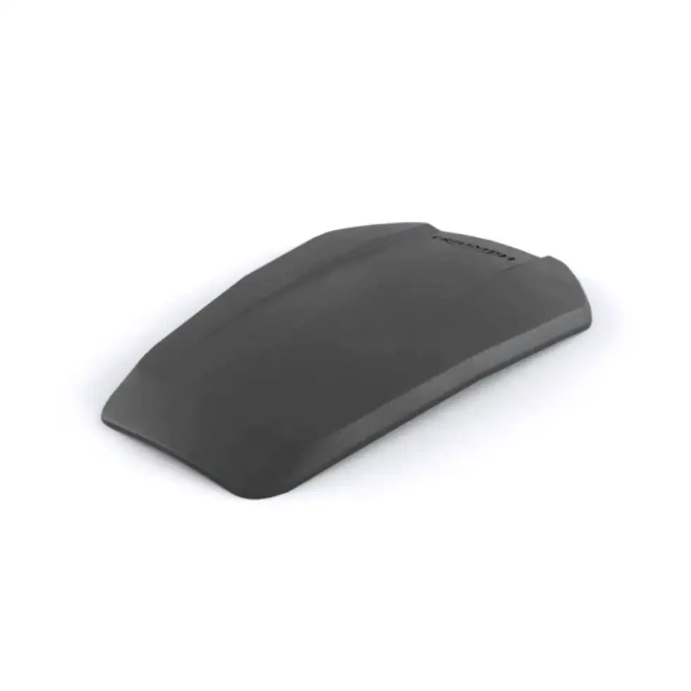 Black plastic original triumph tankpad with sleek contoured design and subtle branding for trident 660 fuel tank