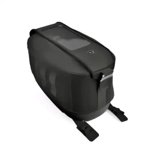Svart triumph tankveske i nylon med transparent vindu og justerbare stropper for atv-er og utv-er tilhenger