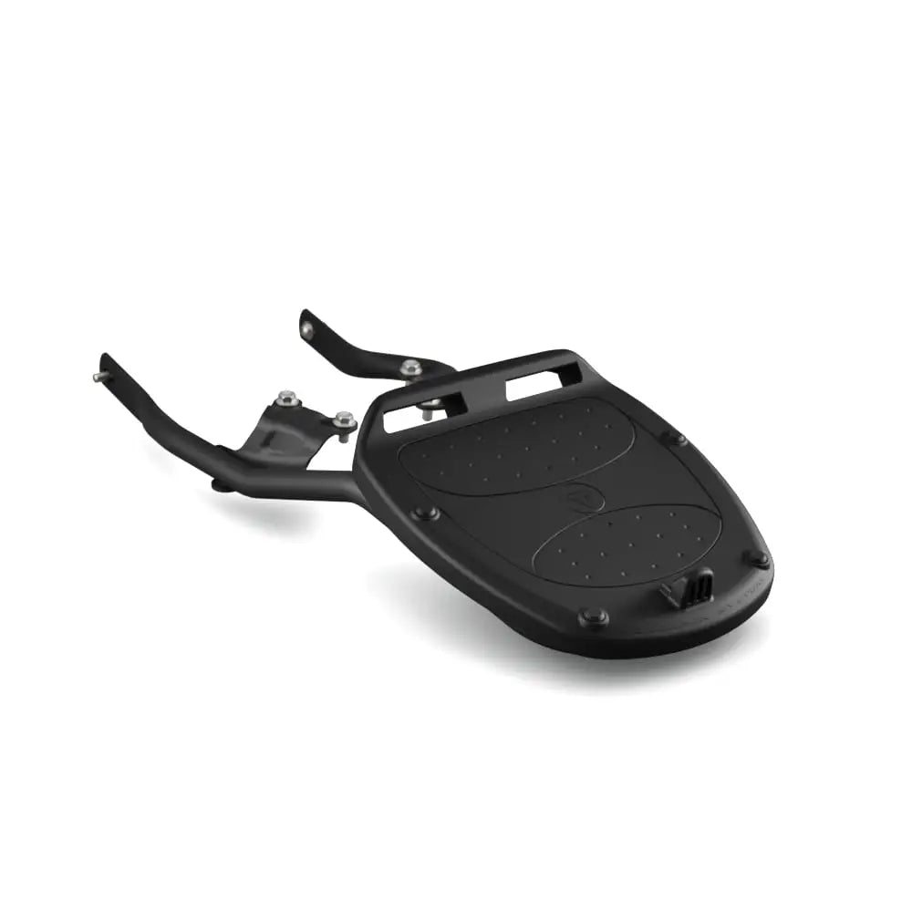 Svart plast motorsykkel toppboksfeste med integrerte braketter og teksturert grep for scrambler 900 bakside