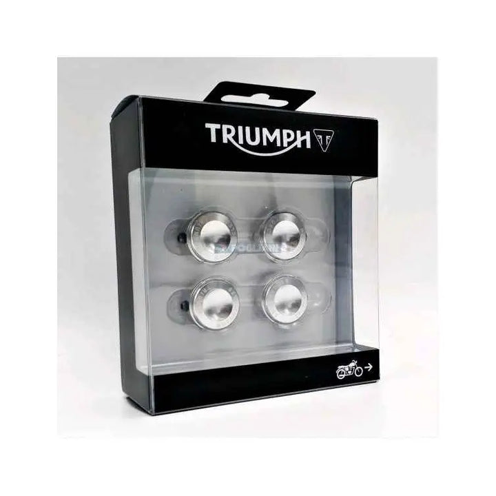 Triumph topplokkboltdeksler klar sett med kromfinish i svart og klar plastpakning for original triumph speed twin