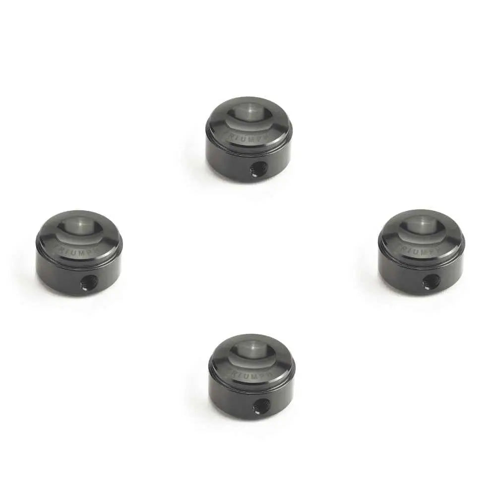 Svart triumph topplokkboltdeksler sett i metall med glatt overflate og liten sidegat for original triumph speed twin
