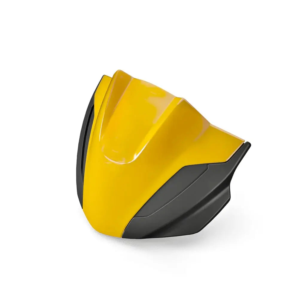 Triumph vindskjerm til trident 660 med gul og svart front fairing i blank finish for motorsykkelbruk
